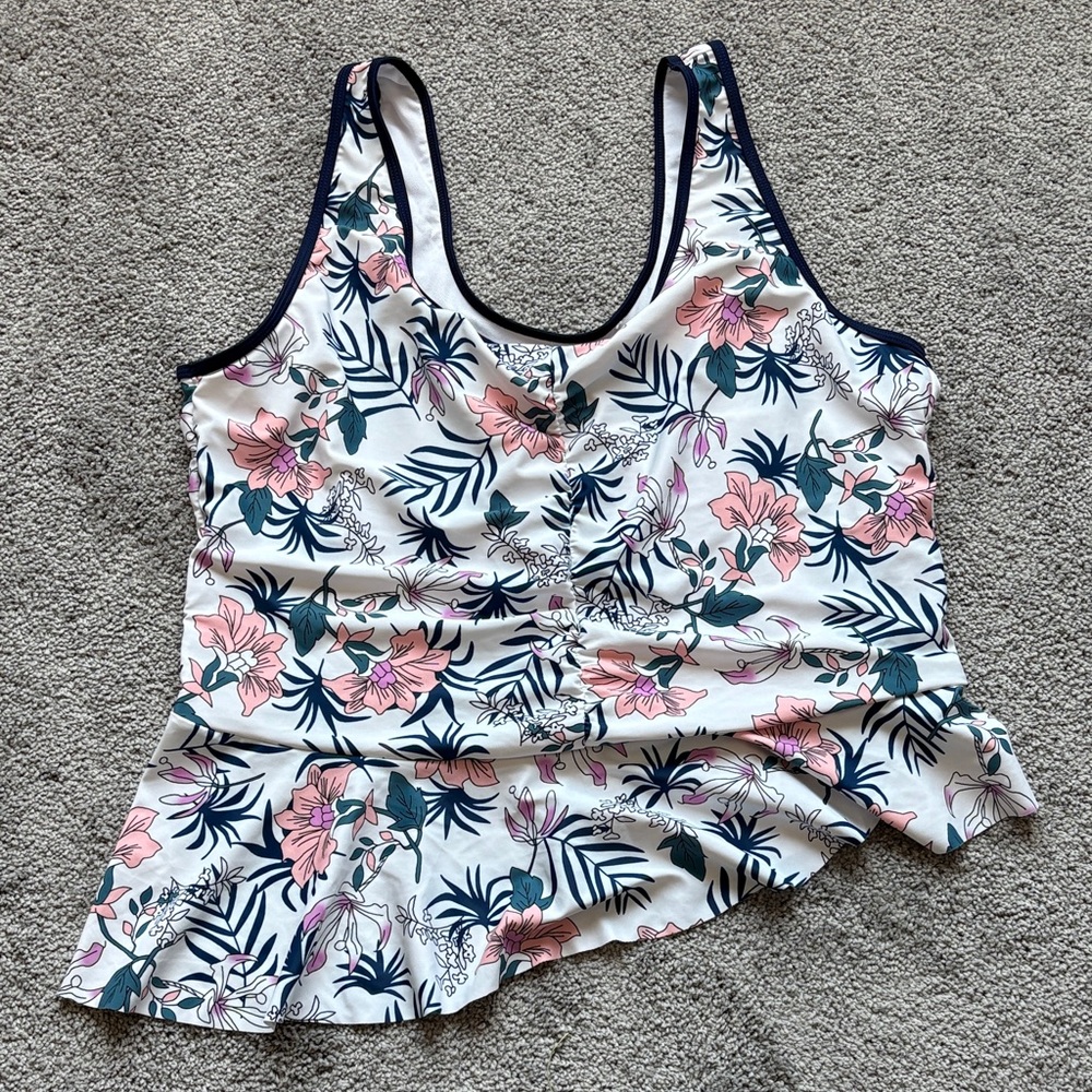 Floral Tankini Top with Ruffle Hem